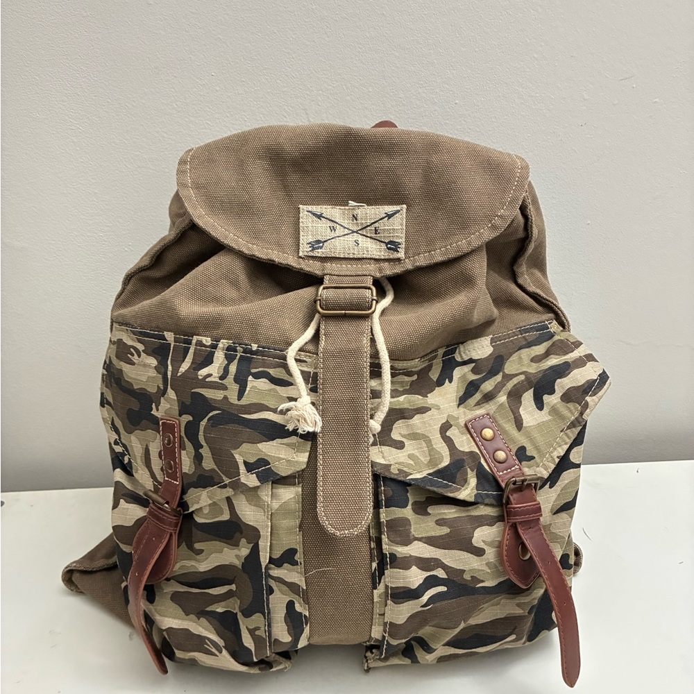 Steve Madden Camouflage Backpack with Brown Top
